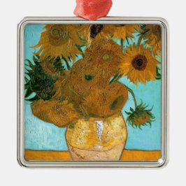 花瓶に12本のひまわり絵画（静物） メタルオーナメント
