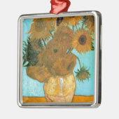 花瓶に12本のひまわり絵画（静物） メタルオーナメント (左)