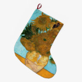 花瓶に12本のひまわり絵画（静物） ラージクリスマスストッキング (正面 (吊り時))