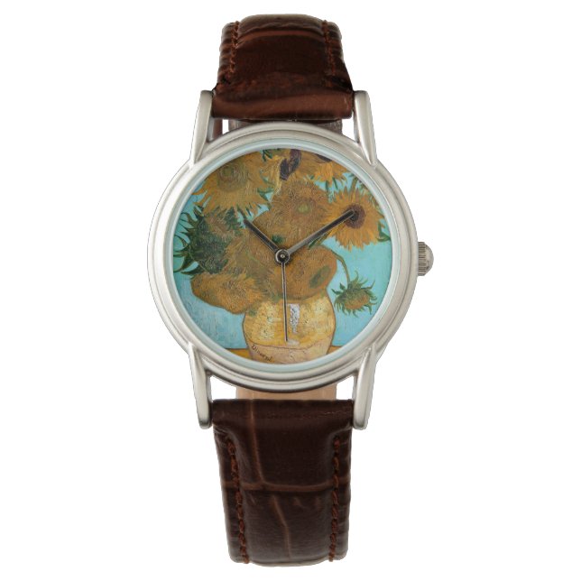 花瓶に12本のひまわり絵画（静物） 腕時計 (正面)
