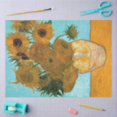 花瓶に12本のひまわり絵画（静物） 薄葉紙 (クラフト)