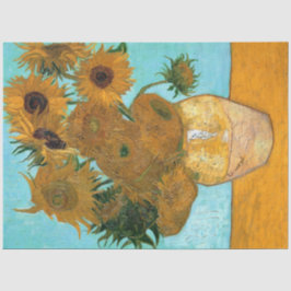 花瓶に12本のひまわり絵画（静物） 薄葉紙
