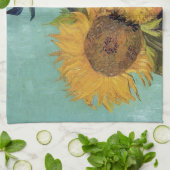 花瓶に3本のひまわり(F453)ヴァンゴッホファインアート キッチンタオル (折り畳み)