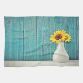 花瓶のひまわり キッチンタオル