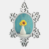 花瓶のひまわり スノーフレークピューターオーナメント (右)