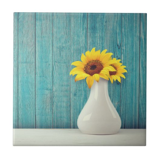 花瓶のひまわり タイル (正面)