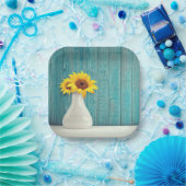 花瓶のひまわり ペーパープレート (パーティー)