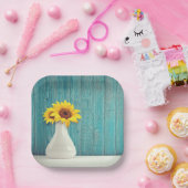 花瓶のひまわり ペーパープレート (パーティー)