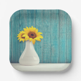 花瓶のひまわり ペーパープレート