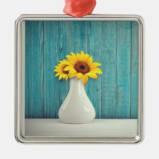 花瓶のひまわり メタルオーナメント (正面)