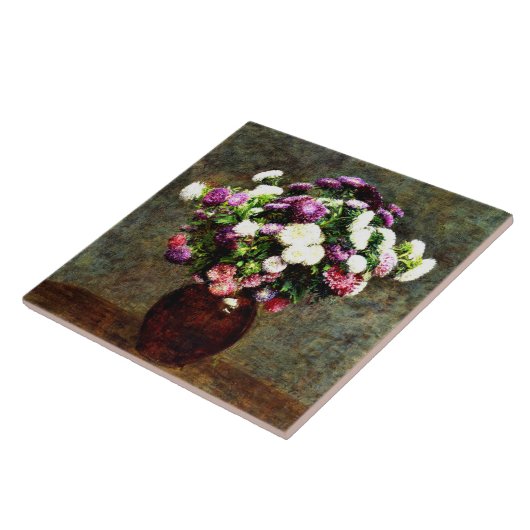 花瓶のアスター – Henri Fantin-Latour絵を描の タイル (側面)