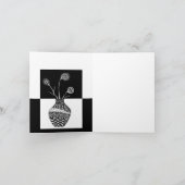 花瓶のグリーティングカードに黒と白の花 カード (内部)