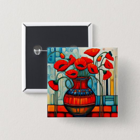 花瓶のケシ 缶バッジ (正面&裏面)