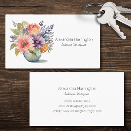 花瓶のシンプルな水彩花 名刺