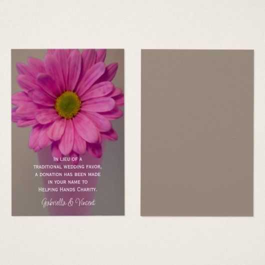 花瓶のチャリティ結婚ーフカードにピンクのデイジー (正面&裏面)