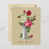 花瓶のバラ最高のがヴィンテージ再生を希望 ポストカード (正面/裏面)