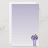 花瓶のパープルパンジーフローラ配置 便箋 (正面/裏面)