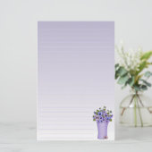 花瓶のパープルパンジーフローラ配置 便箋 (スタンド正面)