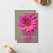 花瓶のフラットノートカー結婚ドのピンクのガーベラデイジー ノートカード (正面/裏面インサイチュ)