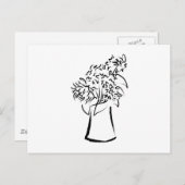 花瓶のブラシストロークの花 ポストカード (正面/裏面)