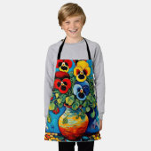 花瓶のミックスパンジー エプロン (着用した状態)