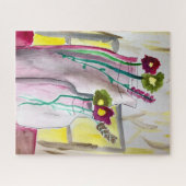 花瓶のワイルドフラワー抽象アート ジグソーパズル (横)