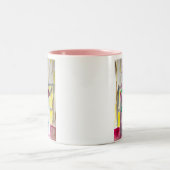 花瓶のワイルドフラワー抽象アート ツートーンマグカップ (中央)