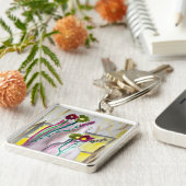 花瓶のワイルドフラワー抽象芸術アート キーホルダー (側面)