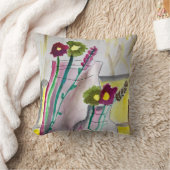 花瓶のワイルドフラワー抽象芸術アート クッション (ブランケット)