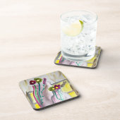 花瓶のワイルドフラワー抽象芸術アート コースター (右側)