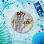 花瓶のワイルドフラワー抽象芸術アート ペーパープレート (パーティー)