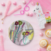 花瓶のワイルドフラワー抽象芸術アート ペーパープレート (パーティー)