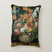 花瓶の中のバロック時代の静物画の花 アクセントクッション (裏面(縦))