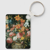 花瓶の中のバロック様式の静物画 - 古代の花 キーホルダー (裏面)