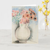 花瓶の中のピンクの花 | クリストファーウッド カード (黄色い花)