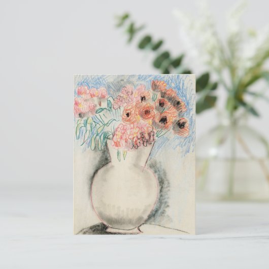 花瓶の中のピンクの花 | クリストファーウッド ポストカード (スタンド正面)