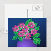 花瓶の中のピンクの花 ポストカード (正面/裏面)