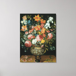 花瓶の中の古風なバロックスタイルの静物画の花 キャンバスプリント