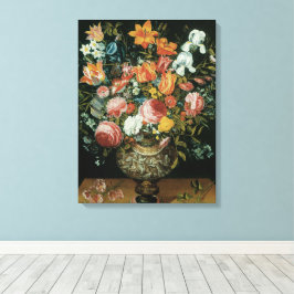 花瓶の中の古風なバロックスタイルの静物画の花 キャンバスプリント
