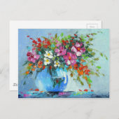 花瓶の中の夏の花の花束 ポストカード (正面/裏面)