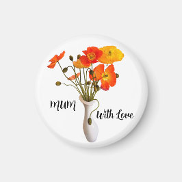 花瓶の中の明るくカラフルのケシの名前 マグネット