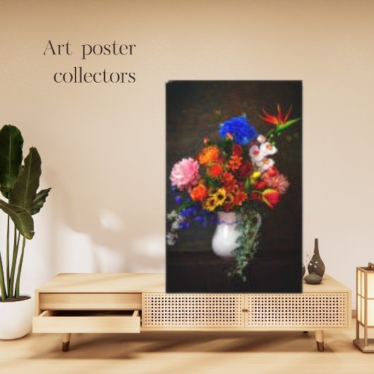 花瓶の中の植物の美しい花アンティーク芸術 キャンバスプリント