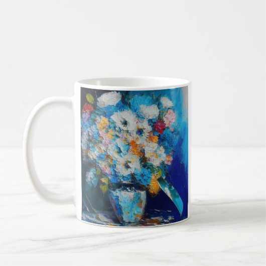 花瓶の中の油絵の花 コーヒーマグカップ (左)