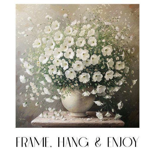 花瓶の中の繊細な白い花 ポスター