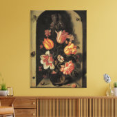 花瓶の中の花、ヴィンテージバロックフローラ静物 キャンバスプリント (インサイチュ (リビング))