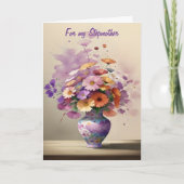 花瓶の中国の花束の義母誕生日 カード (正面)