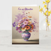 花瓶の中国の花束の義母誕生日 カード (黄色い花)