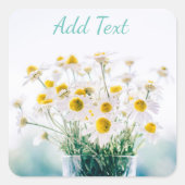 花瓶の可愛らしいヒナギクパーソナライズされたシール スクエアシール (正面)