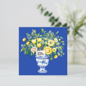 花瓶の可愛らしい花。水彩画。誕生日 シーズンカード (スタンド正面)