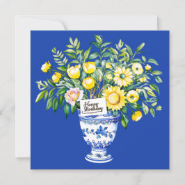 花瓶の可愛らしい花。水彩画。誕生日 シーズンカード